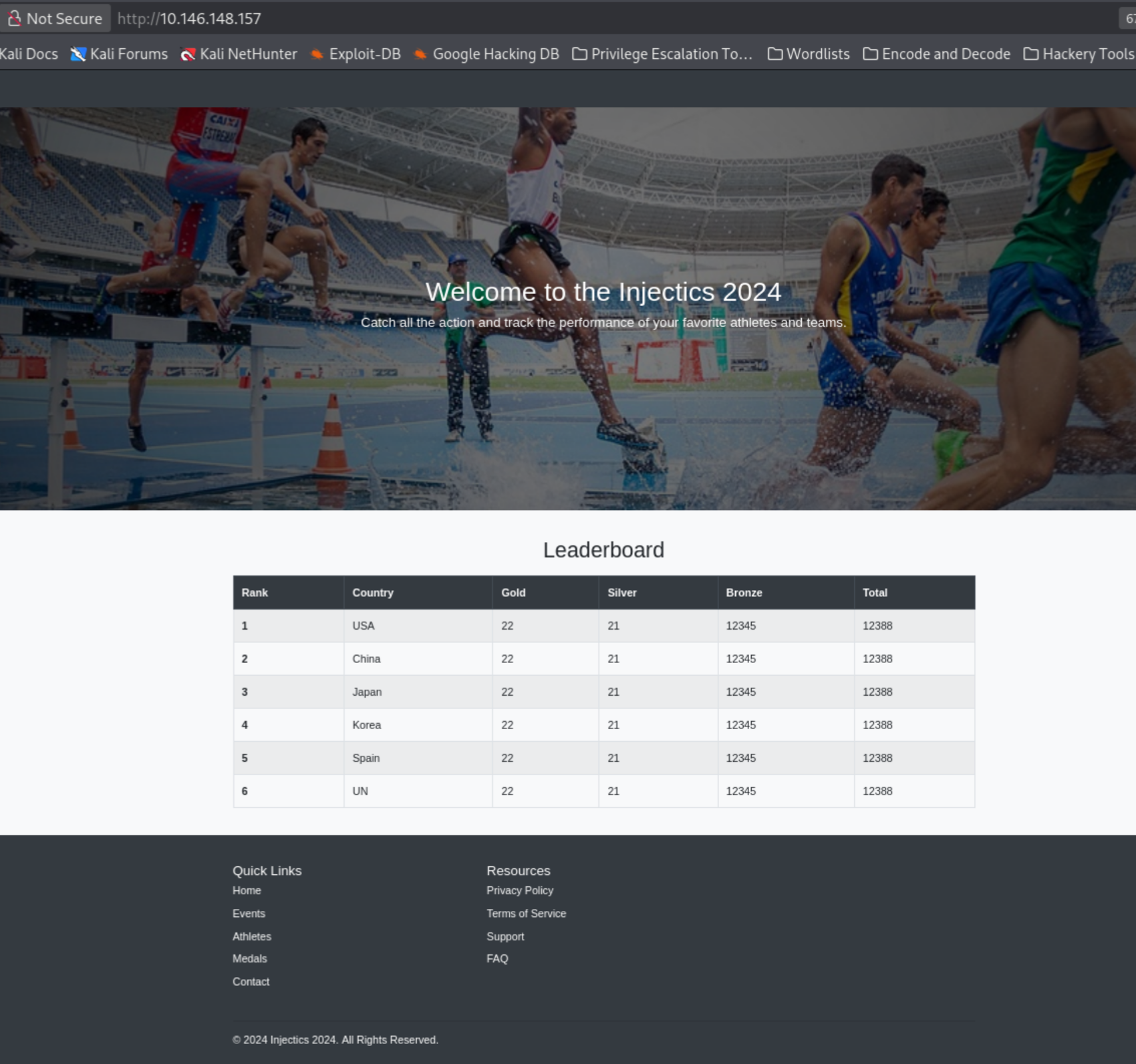 Target web app landing page — Olympics-themed